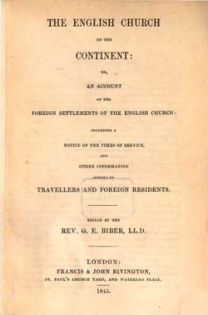 The English Church on the Continent