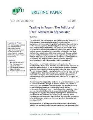 Trading in power : the politics of 'free' markets in Afghanistan