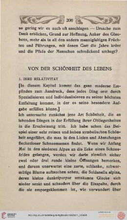 Von der Schönheit des Lebens