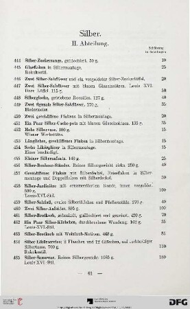 Silber II. Abteilung (Nr. 444-482)