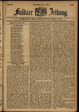 Ausgabe vom Samstag, den 01. Mai 1886.