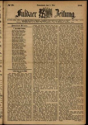 Ausgabe vom Samstag, den 01. Mai 1886.