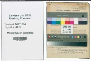 Entnazifizierung Dorothea Moldenhauer , geb. 24.07.1916 (Hausgehilfin)