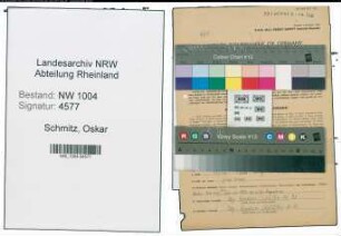 Entnazifizierung Oskar Schmitz , geb. 25.09.1912 (Staedt.Angestellter)