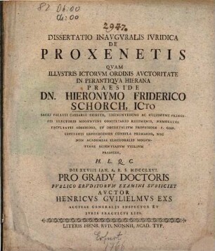 Dissertatio Inavgvralis Ivridica De Proxenetis