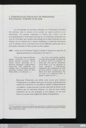 I. Témoignages Émanant De Personnes Politiques. Europe Et Russie