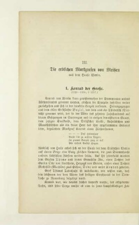 III. Die erblichen Markgrafen von Meißen