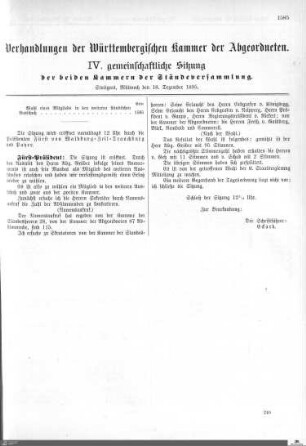 4. Gemeinschaftliche Sitzung, Stuttgart, 18.12.1895