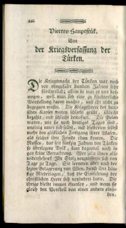 Viertes Hauptstück. Von der Kriegsverfassung der Türken.