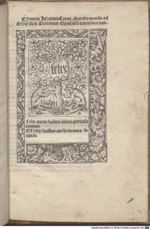 Opusculum tumultuarium : mit Widmungsbrief des Autors an Erhardus Bertotus