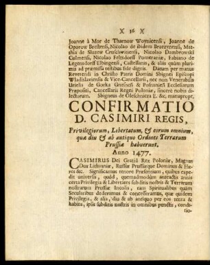 Confirmatio D. Casimiri Regis, ...