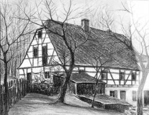 Nossen-Deutschenbora. Dorfmühle vor 1945, nach Bild von Burkhardt, Meißen, Repro