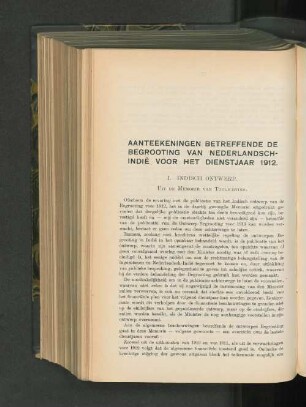 Aanteekeningen betreffende de begrooting van Nederlandsch-Indie voor het dienstjaar 1912