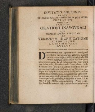 Invitatio Solennis In Qua De Investigandis Verborvm in Jvre Significationibvs ...