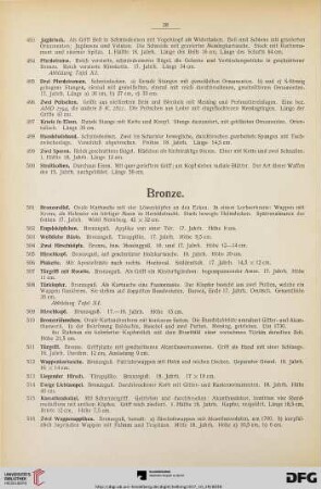 Bronze, Messing, Kupfer, Eisen (Nr. 501-712)