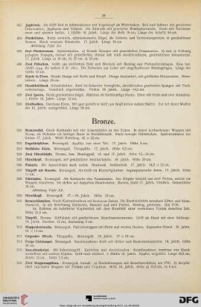 Bronze, Messing, Kupfer, Eisen (Nr. 501-712)