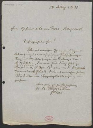 Brief an Adolf von Gross : 17.03.1911