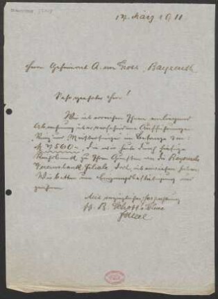 Brief an Adolf von Gross : 17.03.1911