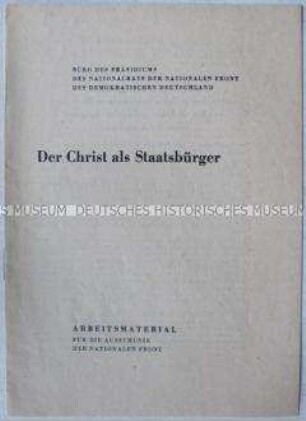 Sonderdruck zur Schulung von Propagandisten der Nationalen Front für den Umgang mit Christen
