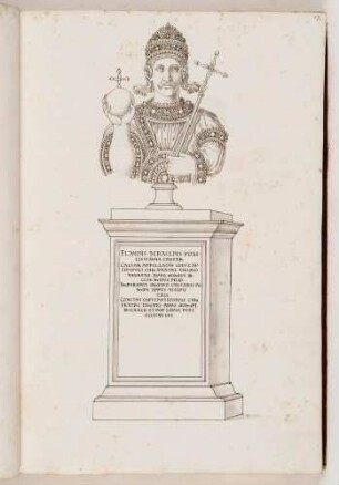 Bildnisbüste des byzantinischen Mitkaisers Herakleios, Sohn Konstans’ II., in: Series continuata omnium Imperatorum [...], Bd. 3, Bl. 17