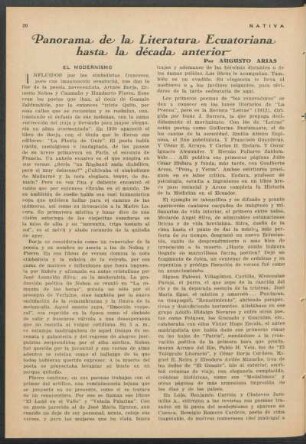Panorama de la Literatura Ecuatoriana hasta la década anterior