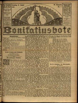 Ausgabe vom Sonntag, den 21. Januar 1923.
