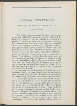 Ligeras reflexiones, por un antiguo profesor de latinidad