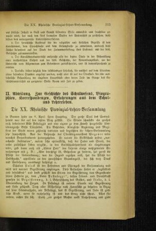 ¬Die¬ XX. Rheinische Provinzial-Lehrer-Versammlung