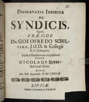 Dissertatio Iuridica De Syndicis