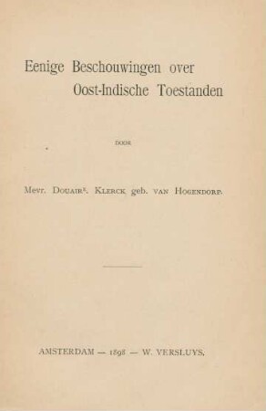 Eenige beschouwingen over Oost-Indische toestanden