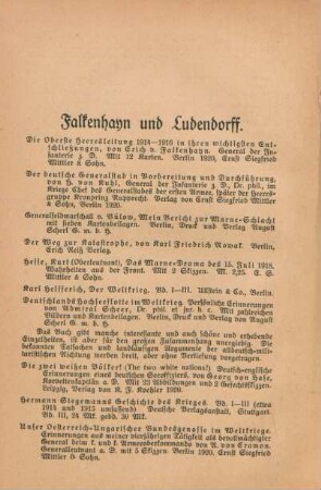 Falkenhayn und Ludendorff