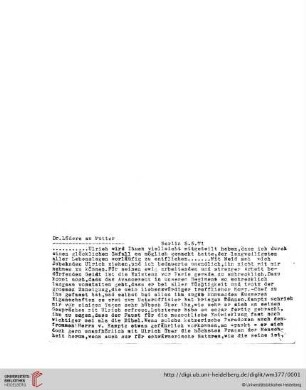 Briefe von und an Ulrich und Ulrike von Wilamowitz-Moellendorff ("1. Abschrift"): Brief von Otto Lüders an Ulrike von Wilamowitz-Moellendorff