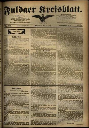 Erste Ausgabe vom Samstag, den 07. Juli 1906.