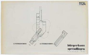 Wettbewerb Bürgerhaus Sprendlingen (nicht realisiert), 2. Preis – Grundriss 1. UG, 2. UG. Sprendlingen/Hessen