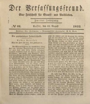 № 64. Cassel, den 11. August 1832.