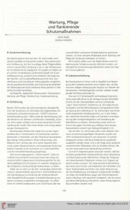 Wartung, Pflege und flankierende Schutzmaßnahmen