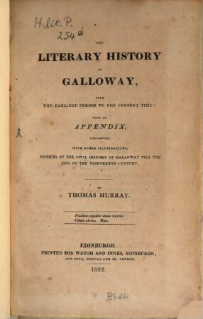 The literary history of Galloway