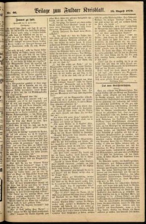 Zweite Ausgabe vom Samstag, den 16. August 1879.