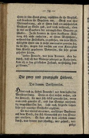 Die zwey und zwanzigste Historie. - Die acht und zwanzigste Historie.