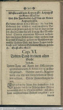 Cap. VI. Todten-Tantz in einem alten Buche