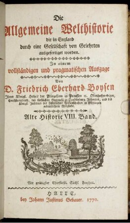[8] = Bd. 8: Die Allgemeine Welthistorie. . Alte Historie VIII. Band.