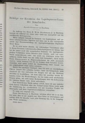 Beiträge zur Kenntniss der Lepidopteren-Fauna des Amurlandes.