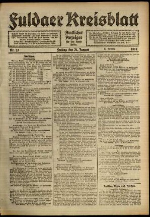 Ausgabe vom Freitag, den 31. Januar 1919.