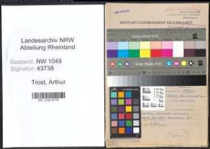 Entnazifizierung Arthur Trost , geb. 06.01.1896 (Lehrer)