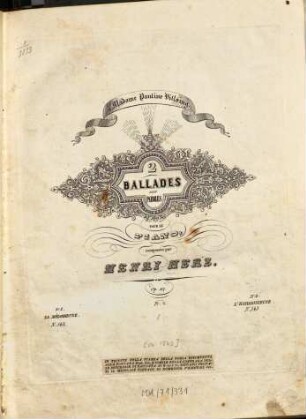 2 ballades sans paroles : pour le piano ; op. 117, 1. La mélodieuse. - 9 S. - Pl.Nr. 542