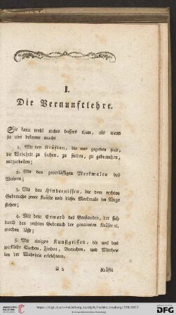 I. Die Vernunftlehre