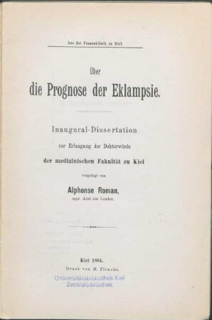 Über die Prognose der Eklampsie