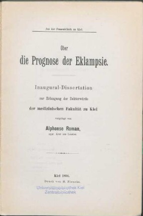 Über die Prognose der Eklampsie
