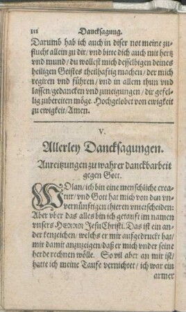 V. Allerley Dancksagungen.