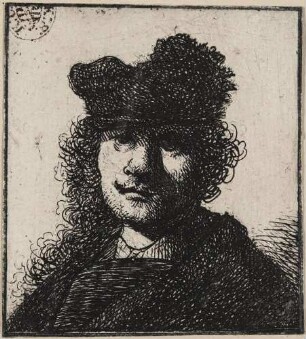 Rembrandt mit stark eingeknickter Pelzmütze